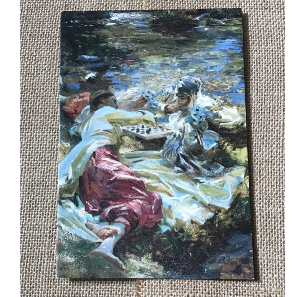 Vintage John Singer Sargent Art The Chess Game Blank Note Card Framable